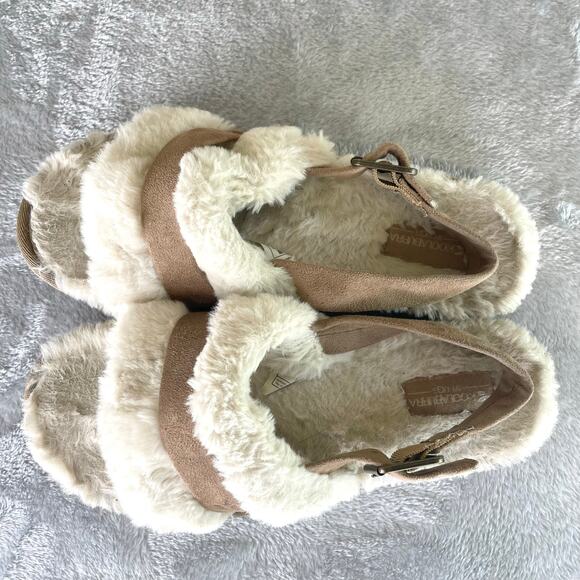 Koolaburra Ugg Womens Sandals Slippers Sz 8 Suede Soft Natural Fur Fuzzy Comfort - Picture 2 of 12